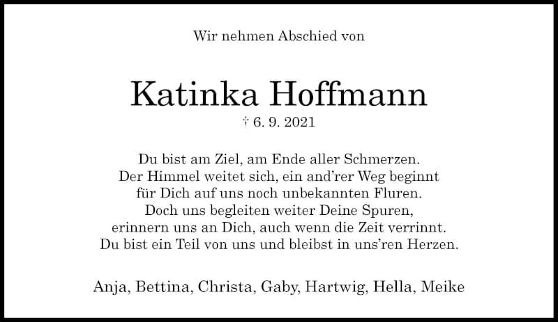  Traueranzeige für Katinka Hoffmann vom 18.09.2021 aus General-Anzeiger Bonn