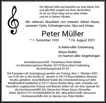 Anzeige von Peter Müller von General-Anzeiger Bonn