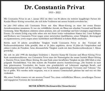 Anzeige von Constantin Privat von General-Anzeiger Bonn