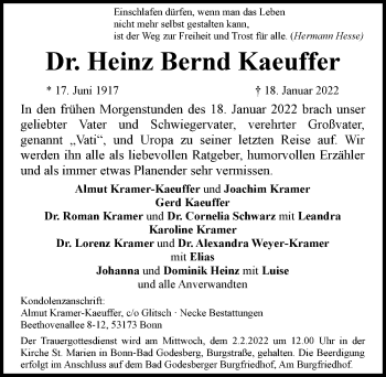 Anzeige von Heinz Bernd Kaeuffer von General-Anzeiger Bonn