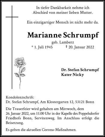 Anzeige von Marianne Schrumpf von General-Anzeiger Bonn