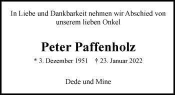 Anzeige von Peter Paffenholz von General-Anzeiger Bonn