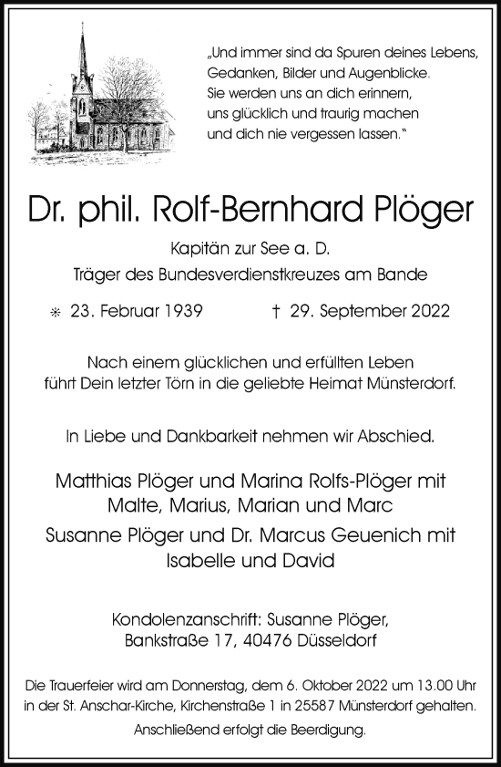 Anzeige von Rolf-Bernhard Plöger von General-Anzeiger Bonn