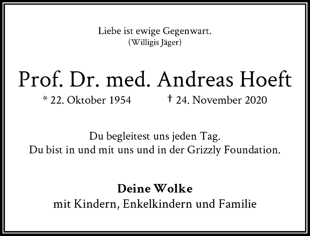  Traueranzeige für Andreas Hoeft vom 24.11.2022 aus General-Anzeiger Bonn