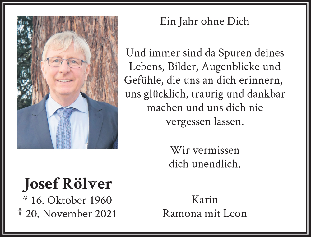  Traueranzeige für Josef Rölver vom 19.11.2022 aus General-Anzeiger Bonn