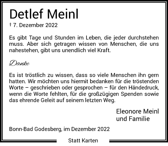 Anzeige von Detlef Meinl von General-Anzeiger Bonn