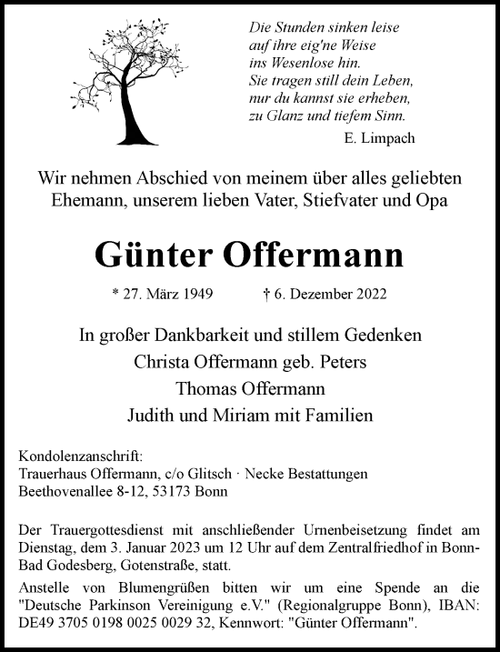 Anzeige von Günter Offermann von General-Anzeiger Bonn