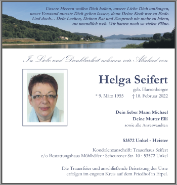 Anzeige von Helga Seifert von General-Anzeiger Bonn