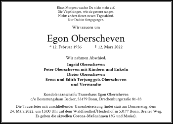 Anzeige von Egon Oberscheven von General-Anzeiger Bonn