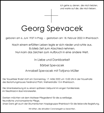 Anzeige von Georg Spevacek von General-Anzeiger Bonn