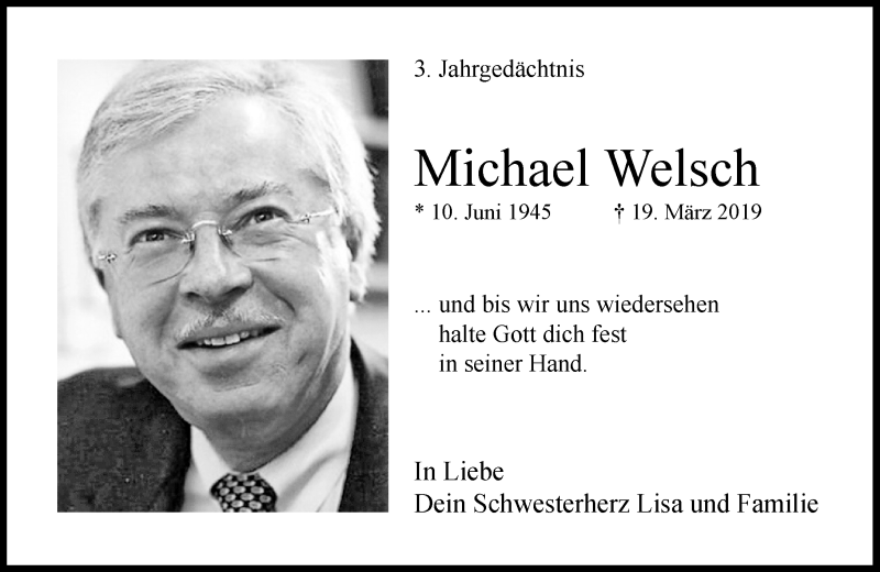  Traueranzeige für Michael Welsch vom 19.03.2022 aus General-Anzeiger Bonn