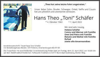 Anzeige von Hans Theo Schäfer von General-Anzeiger Bonn