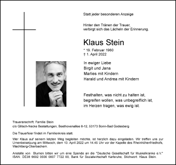 Anzeige von Klaus Stein von General-Anzeiger Bonn