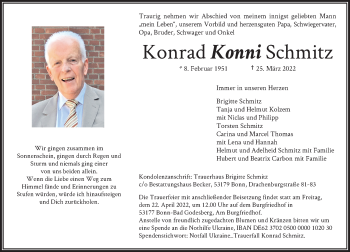 Anzeige von Konrad Schmitz von General-Anzeiger Bonn