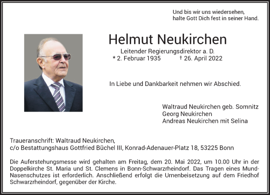 Anzeige von Helmut Neukirchen von General-Anzeiger Bonn