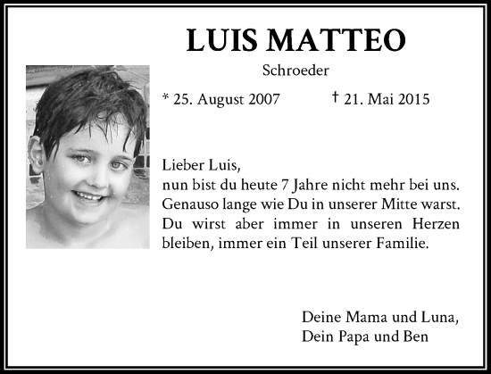 Anzeige von Luis Matteo  von General-Anzeiger Bonn