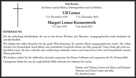 Anzeige von Margret Lemor-Kronenwerth von General-Anzeiger Bonn