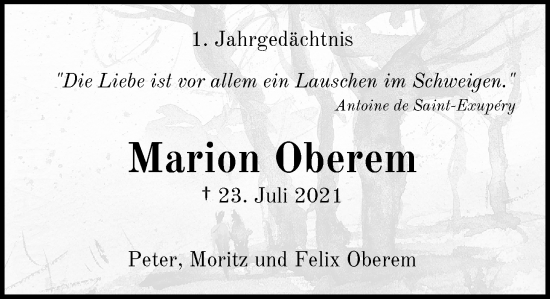 Anzeige von Marion Oberem von General-Anzeiger Bonn