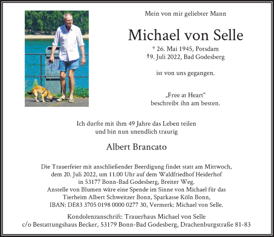 Anzeige von Michael von Selle von General-Anzeiger Bonn