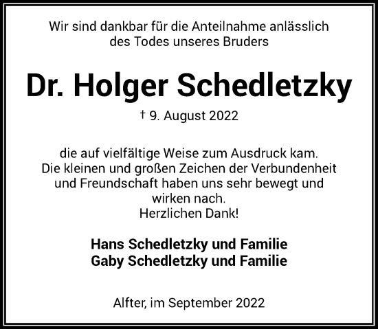 Anzeige von Holger Schedletzky von General-Anzeiger Bonn