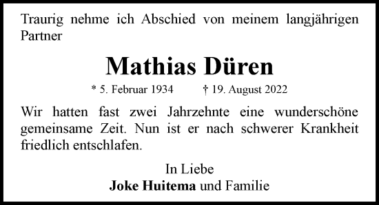 Anzeige von Mathias Düren von General-Anzeiger Bonn
