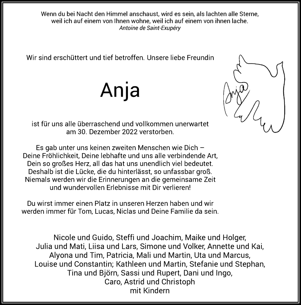  Traueranzeige für Anja Istel vom 21.01.2023 aus General-Anzeiger Bonn