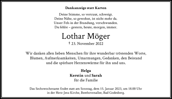 Anzeige von Lothar Möger von General-Anzeiger Bonn