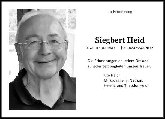 Anzeige von Siegbert Heid von General-Anzeiger Bonn