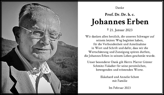 Anzeige von Johannes Erben von General-Anzeiger Bonn