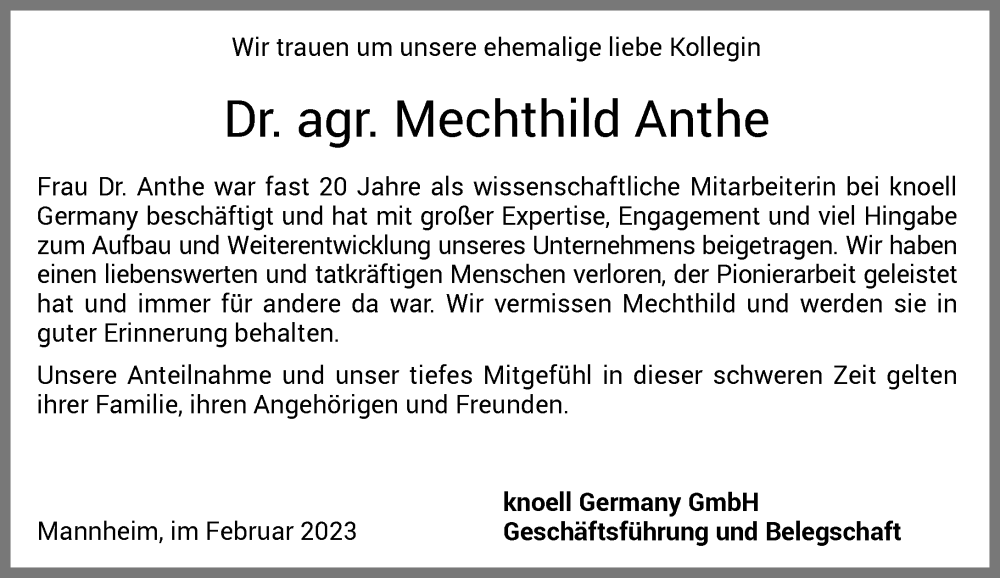  Traueranzeige für Mechthild Anthe vom 18.02.2023 aus General-Anzeiger Bonn