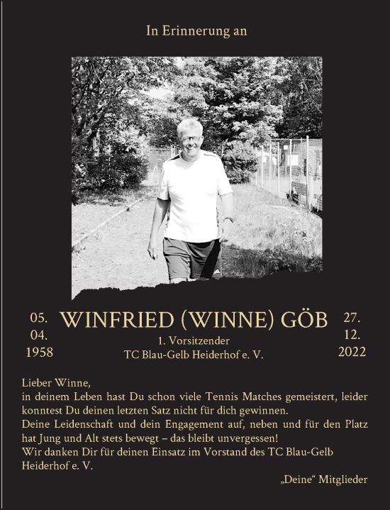 Anzeige von Winfried Göb von General-Anzeiger Bonn