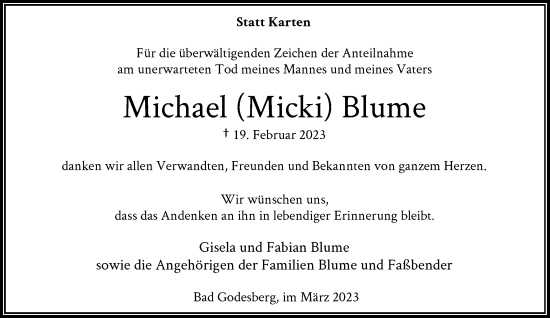 Anzeige von Michael Blume von General-Anzeiger Bonn
