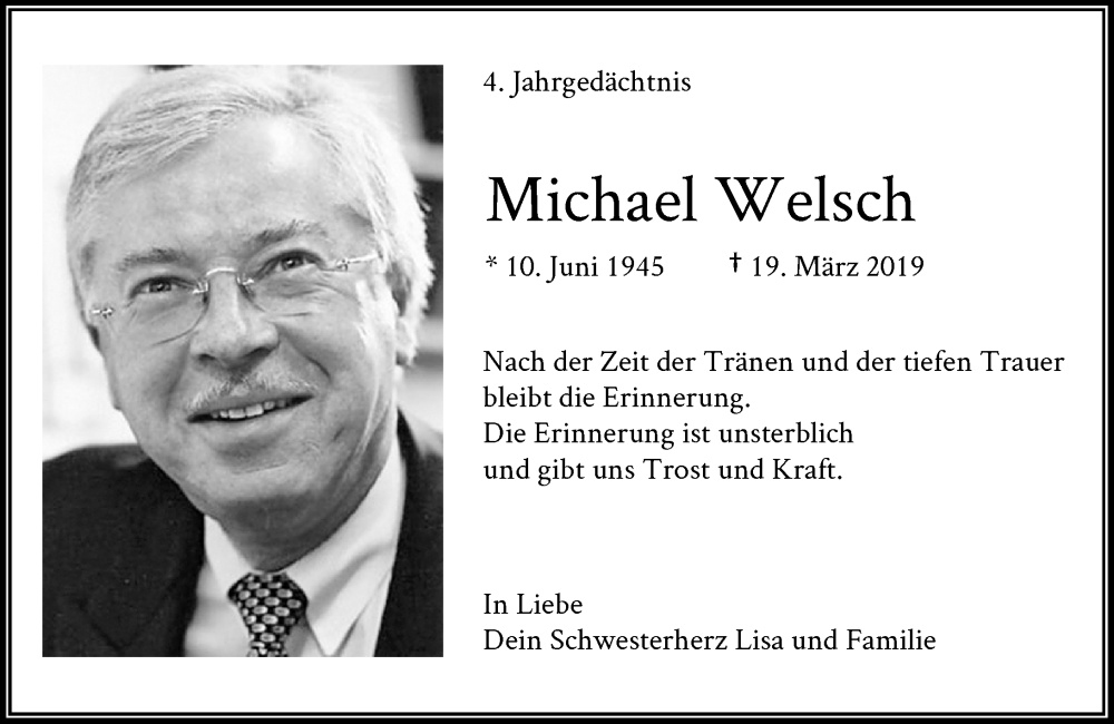  Traueranzeige für Michael Welsch vom 18.03.2023 aus General-Anzeiger Bonn