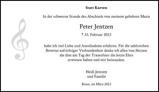 Anzeige von Peter Jentzen von General-Anzeiger Bonn