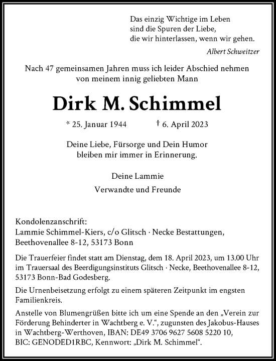 Anzeige von Dirk  Schimmel von General-Anzeiger Bonn