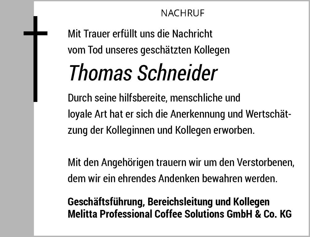  Traueranzeige für Thomas Schneider vom 15.04.2023 aus General-Anzeiger Bonn