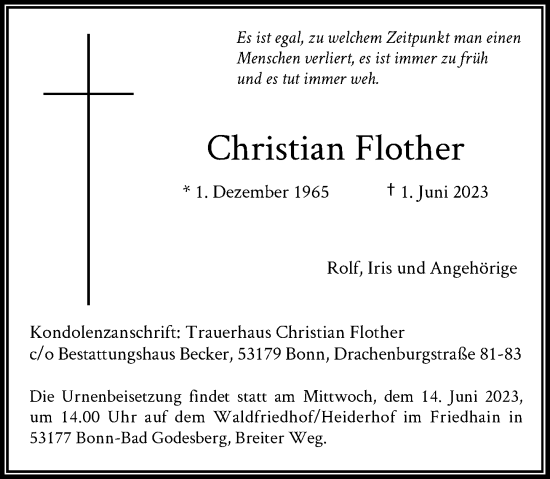 Anzeige von Christian Flother von General-Anzeiger Bonn