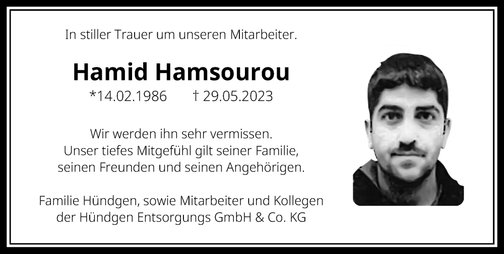  Traueranzeige für Hamid Hamsourou vom 03.06.2023 aus General-Anzeiger Bonn