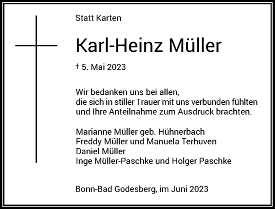 Anzeige von Karl-Heinz Müller von General-Anzeiger Bonn