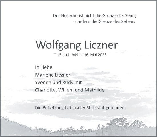 Anzeige von Wolfgang Liczner von General-Anzeiger Bonn
