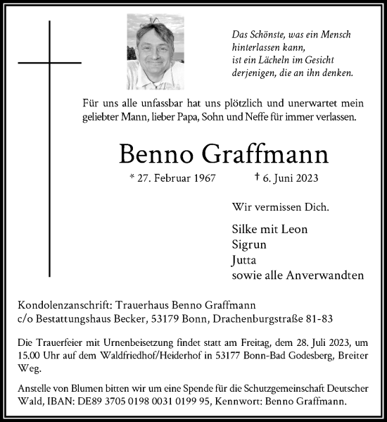 Anzeige von Benno Graffmann von General-Anzeiger Bonn