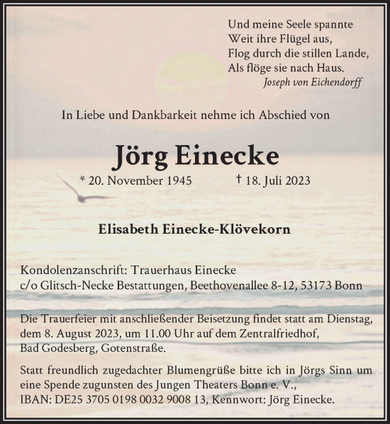 Anzeige von Jörg Einecke von General-Anzeiger Bonn