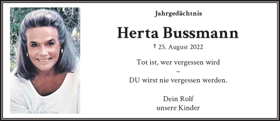 Anzeige von Herta Bussmann von General-Anzeiger Bonn