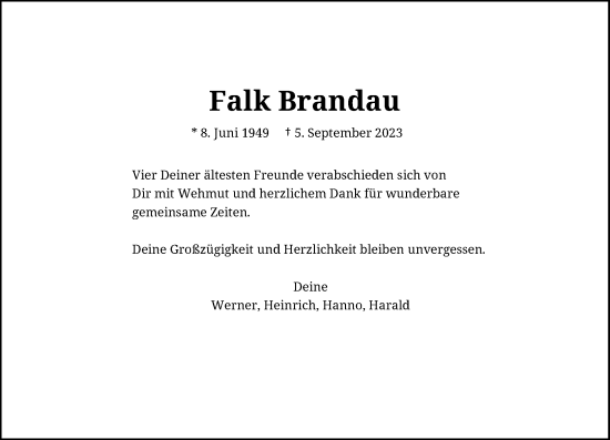 Anzeige von Falk Brandau von General-Anzeiger Bonn