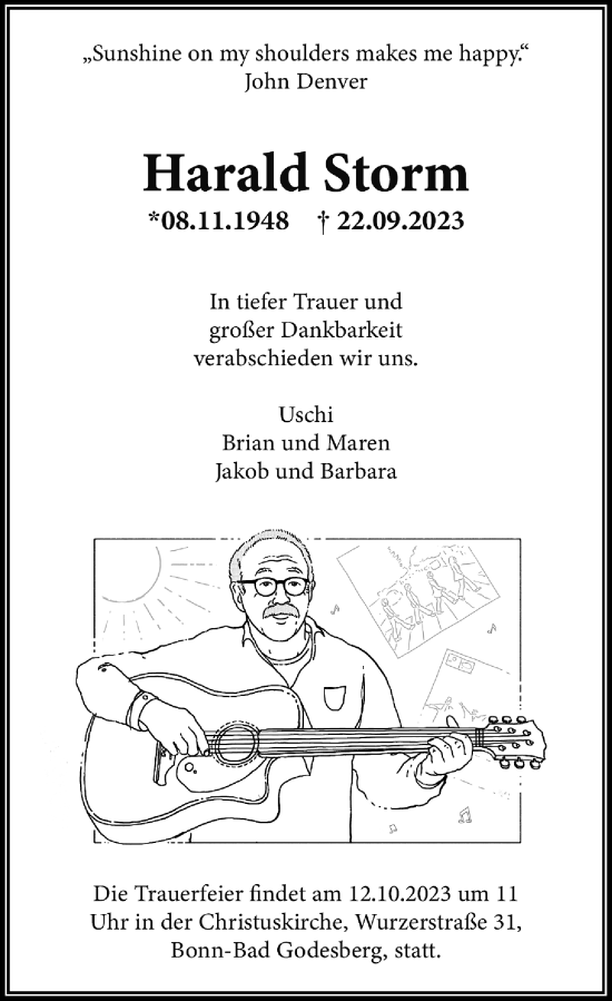 Anzeige von Harald Storm von General-Anzeiger Bonn