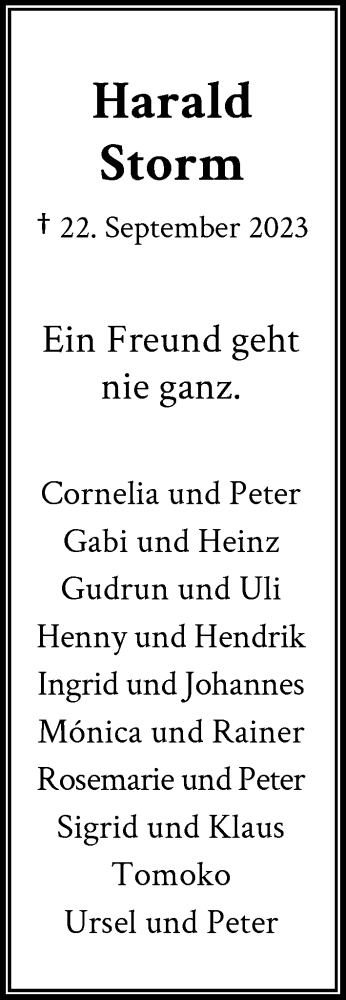 Anzeige von Harald Storm von General-Anzeiger Bonn