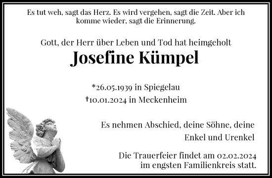 Anzeige von Josefine Kümpel von General-Anzeiger Bonn