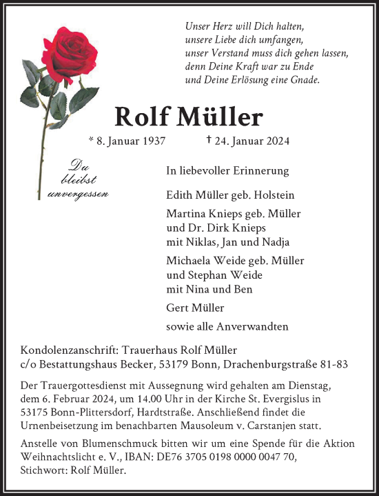 Anzeige von Rolf Müller von General-Anzeiger Bonn