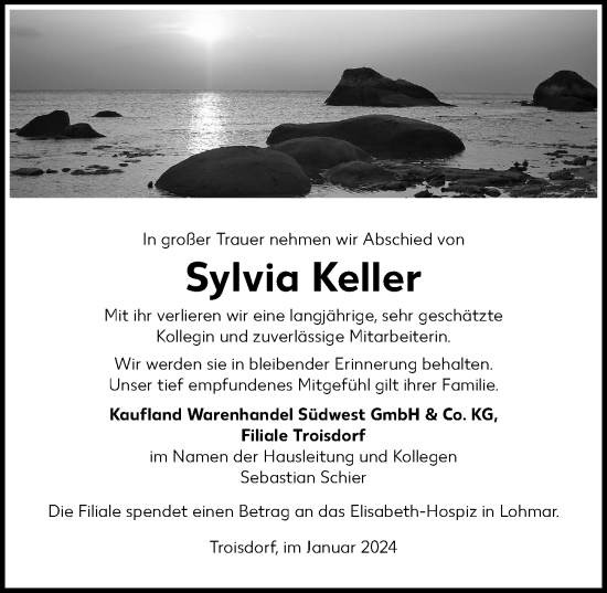 Anzeige von Sylvia Keller von General-Anzeiger Bonn