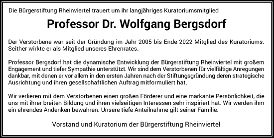 Anzeige von Wolfgang Bergsdorf von General-Anzeiger Bonn